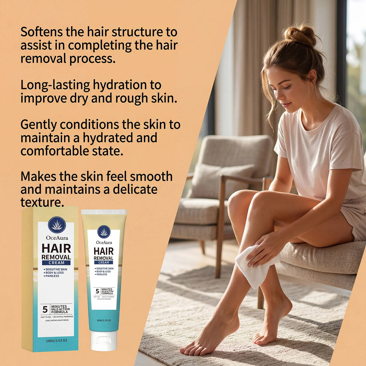 Painless Hair Removal Cream for Body and Sensitive Skin