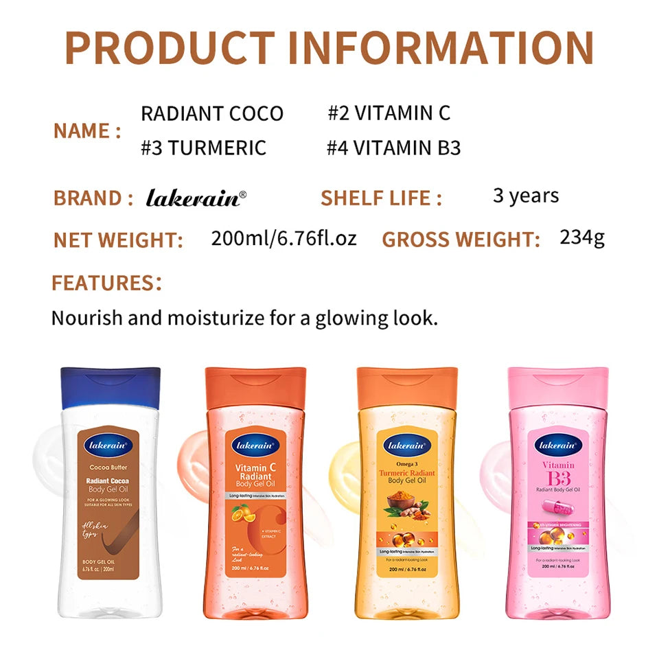 Radiant Glow Moisturizing Body Gel Oil for Dry Skin