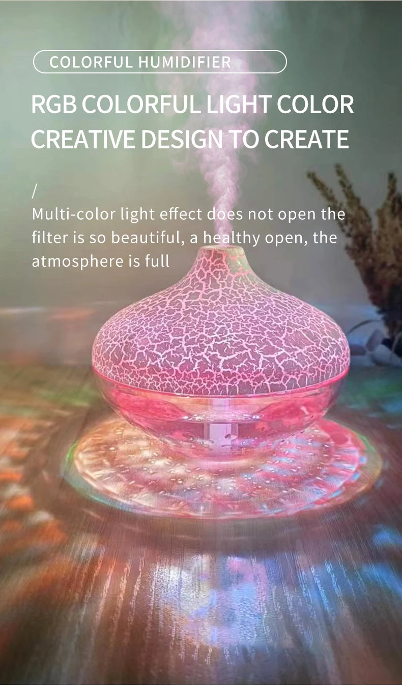 Crystal Crack LED Desktop Humidifier for Home and Bedroom
