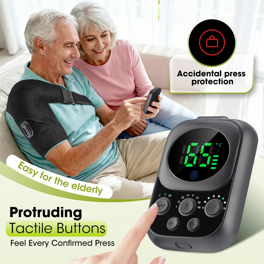 Wireless Heated Shoulder Massager with Vibration and App Control