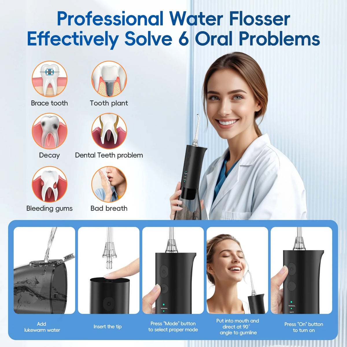 Electric Water Flosser and Sonic Toothbrush Oral Care Combo Kit
