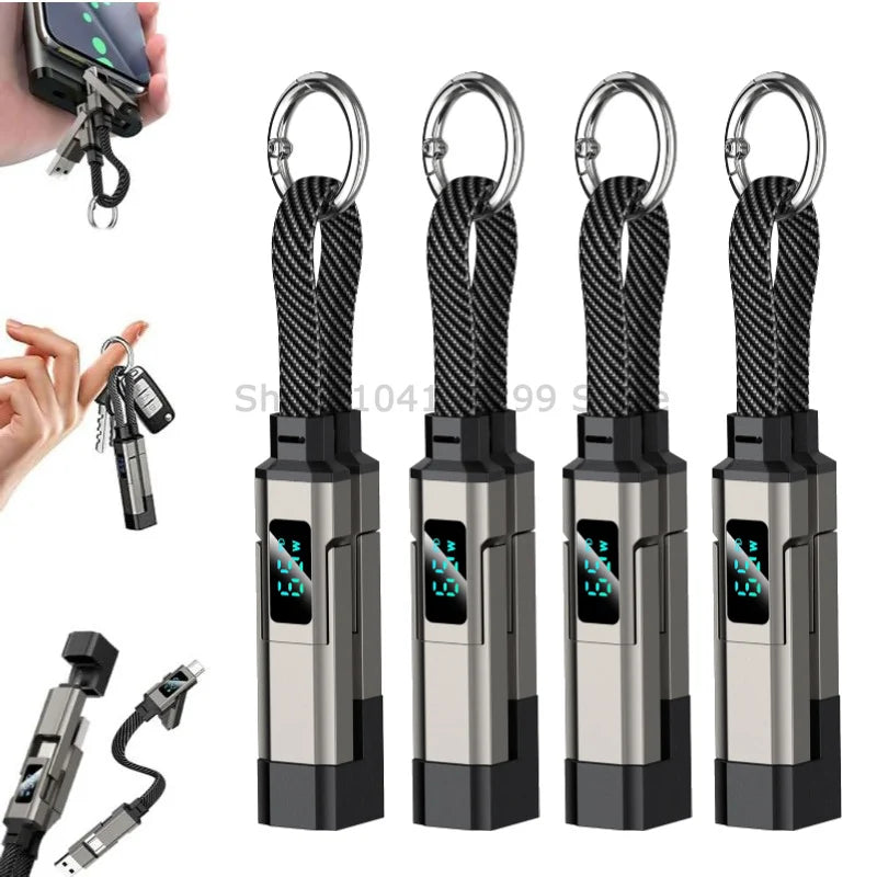 4-in-1 Fast Charging Keychain Cable with Digital Display