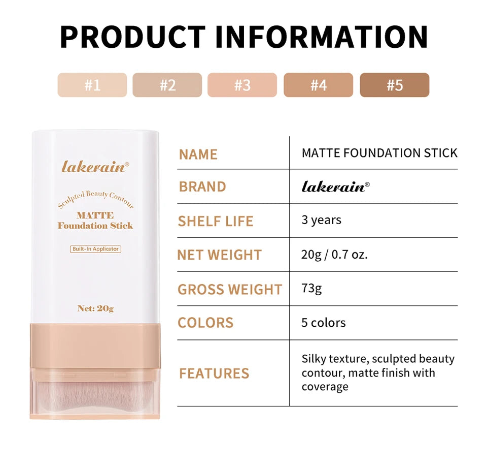 Matte Foundation Stick with Built-in Blending Brush - 18