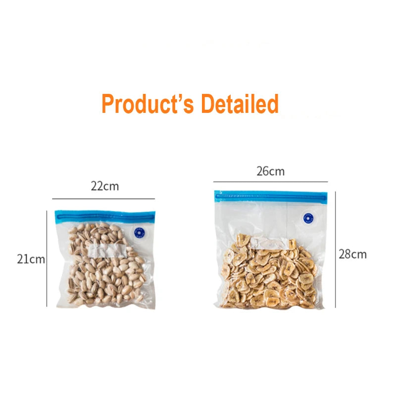 Reusable Vacuum Food Storage Bags for Kitchen