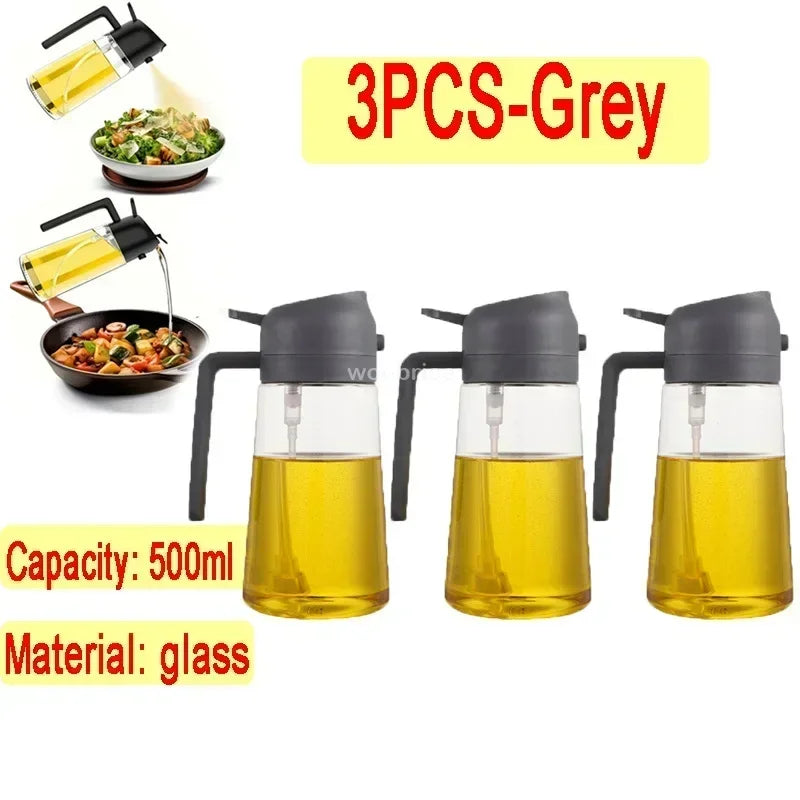2-in-1 Glass Oil Dispenser and Kitchen Spray Bottle