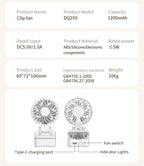Portable USB Rechargeable Clip-On Cooling Fan