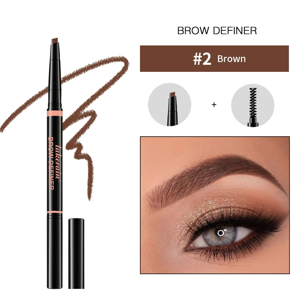 Waterproof Triangular Tip Eyebrow Pencil with Grooming Brush