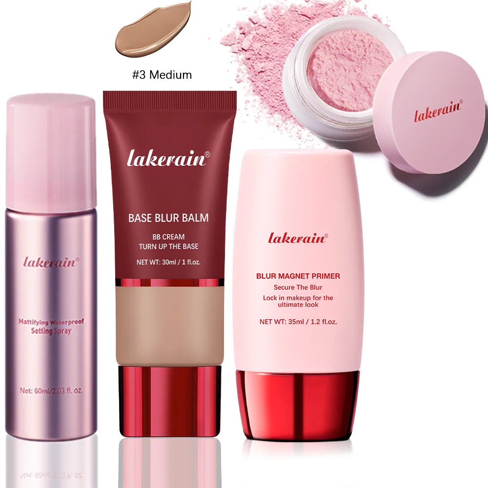 4-Piece Long-Lasting Waterproof Makeup Base and Setting Set