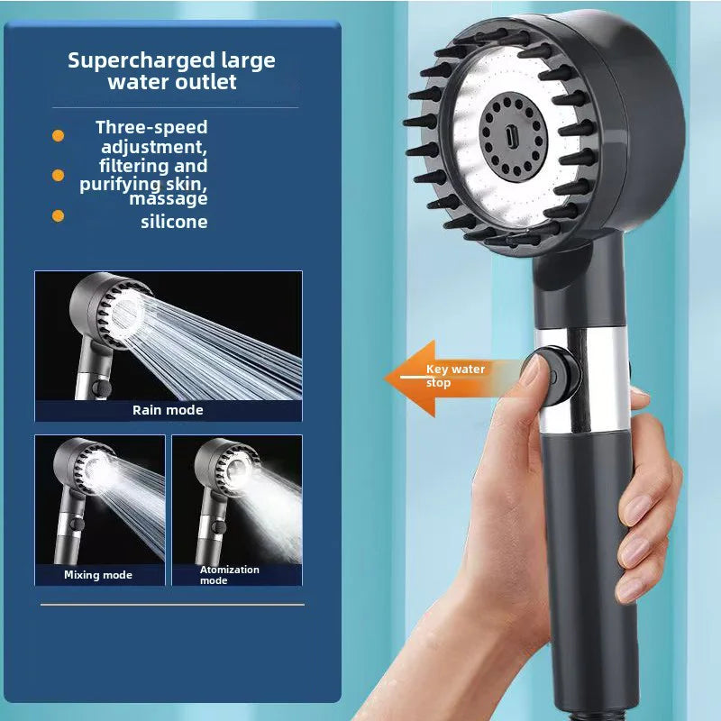 High-Pressure Adjustable Massage Shower Head with Filter