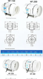 Inline Duct Exhaust Ventilation Fan for Kitchen and Bathroom