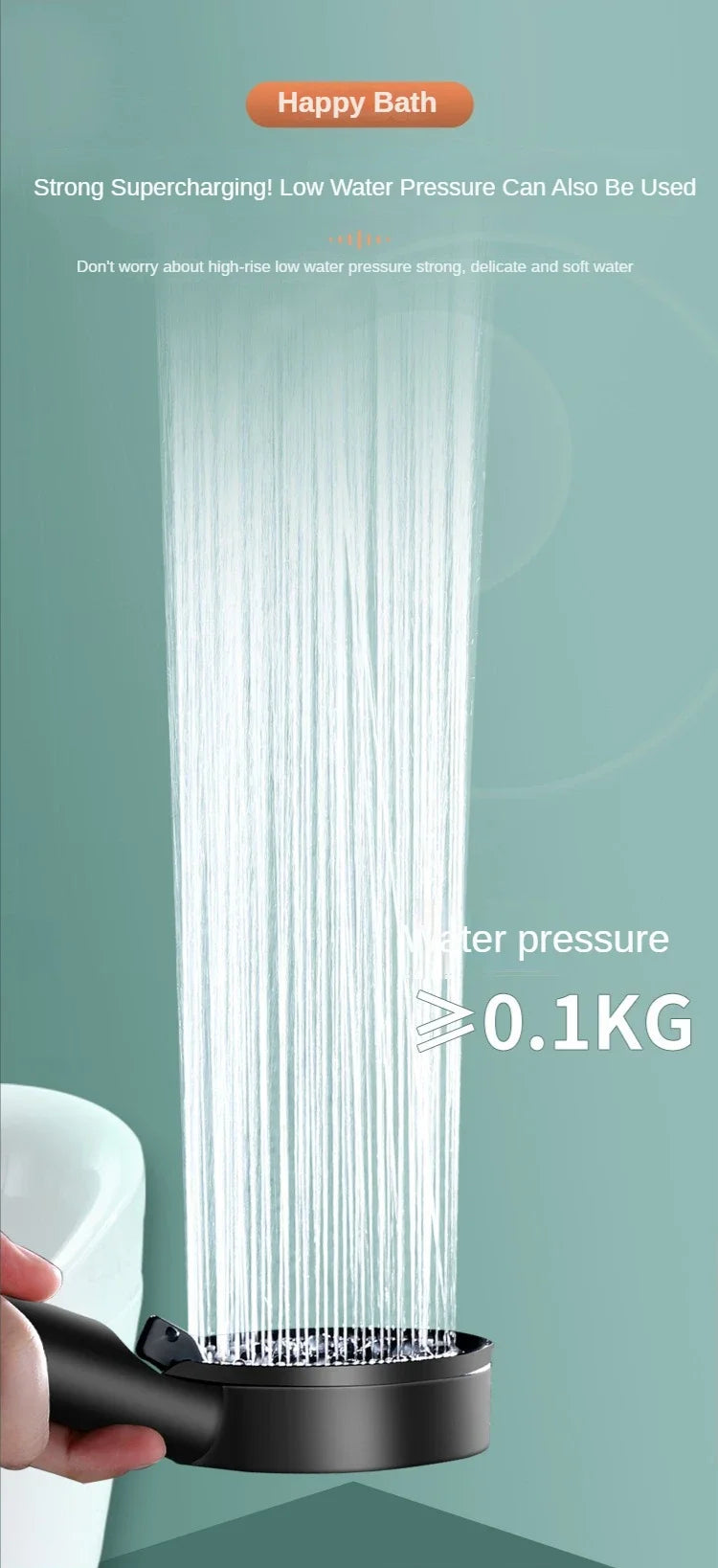 5-Mode High-Pressure Rainfall Handheld Shower Head - 13
