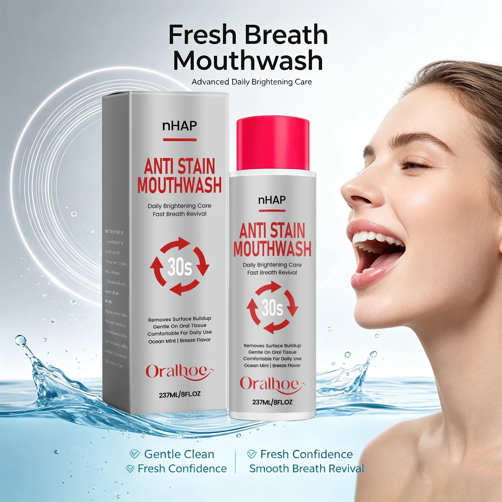 Anti-Stain Teeth Whitening Mouthwash for Fresh Breath - 6