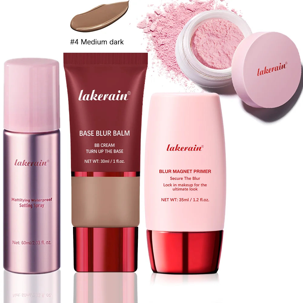 4-Piece Long-Lasting Waterproof Makeup Base and Setting Set - 33