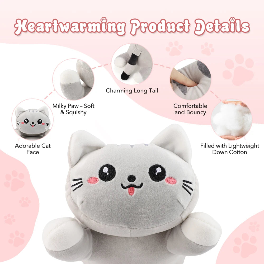 USB Heated Cat Plush Pillow for Period Cramps and Pain Relief - 4