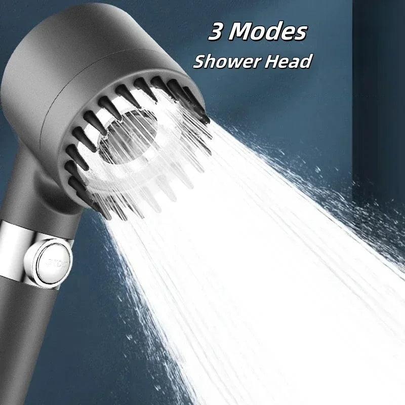 High-Pressure Adjustable Shower Head with Massage Brush - 1