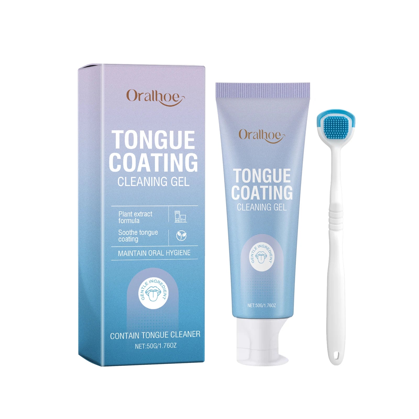 Tongue Cleaning Gel and Scraper Brush Kit - 6