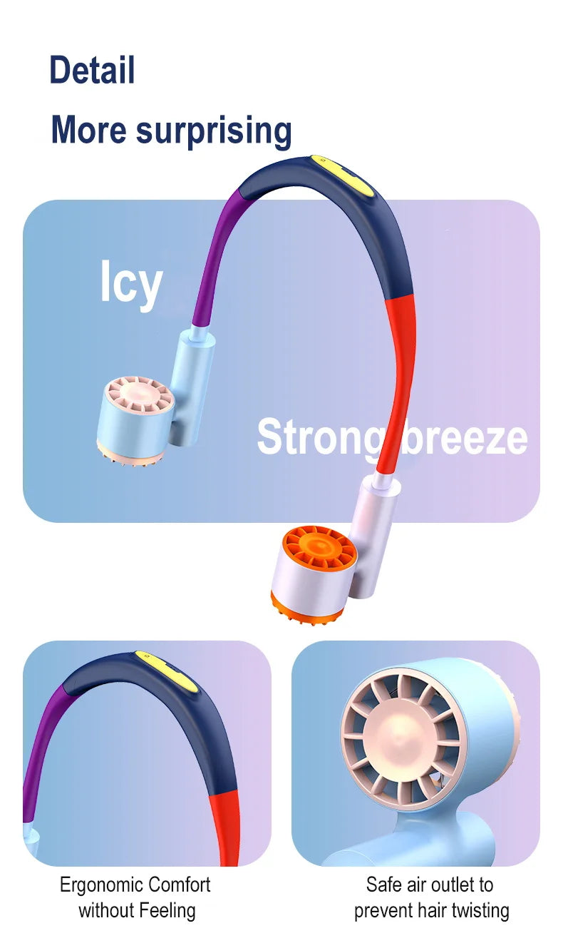 Portable Rechargeable Hands-Free Neck Fan for Travel and Sports - 17