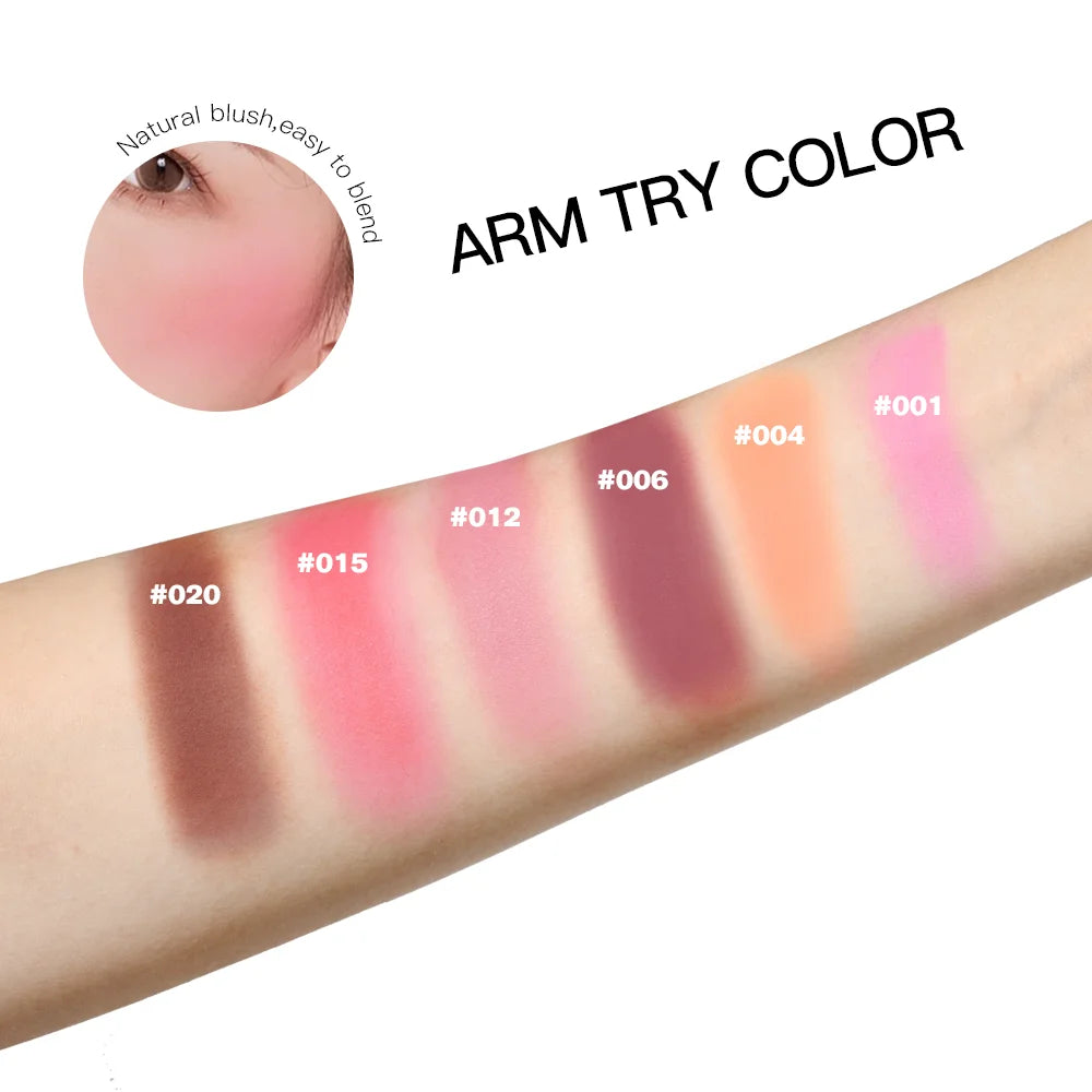 Matte Embossed Blush Palette with Professional Brush - 6