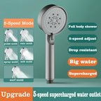 5-Mode High-Pressure Rainfall Handheld Shower Head