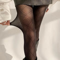 Diamond Pattern Semi-Sheer Slimming Tights for Women