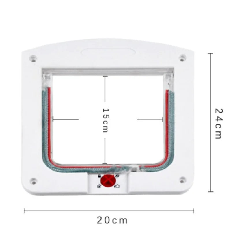 4-Way Locking Cat Flap Door for Small Pets