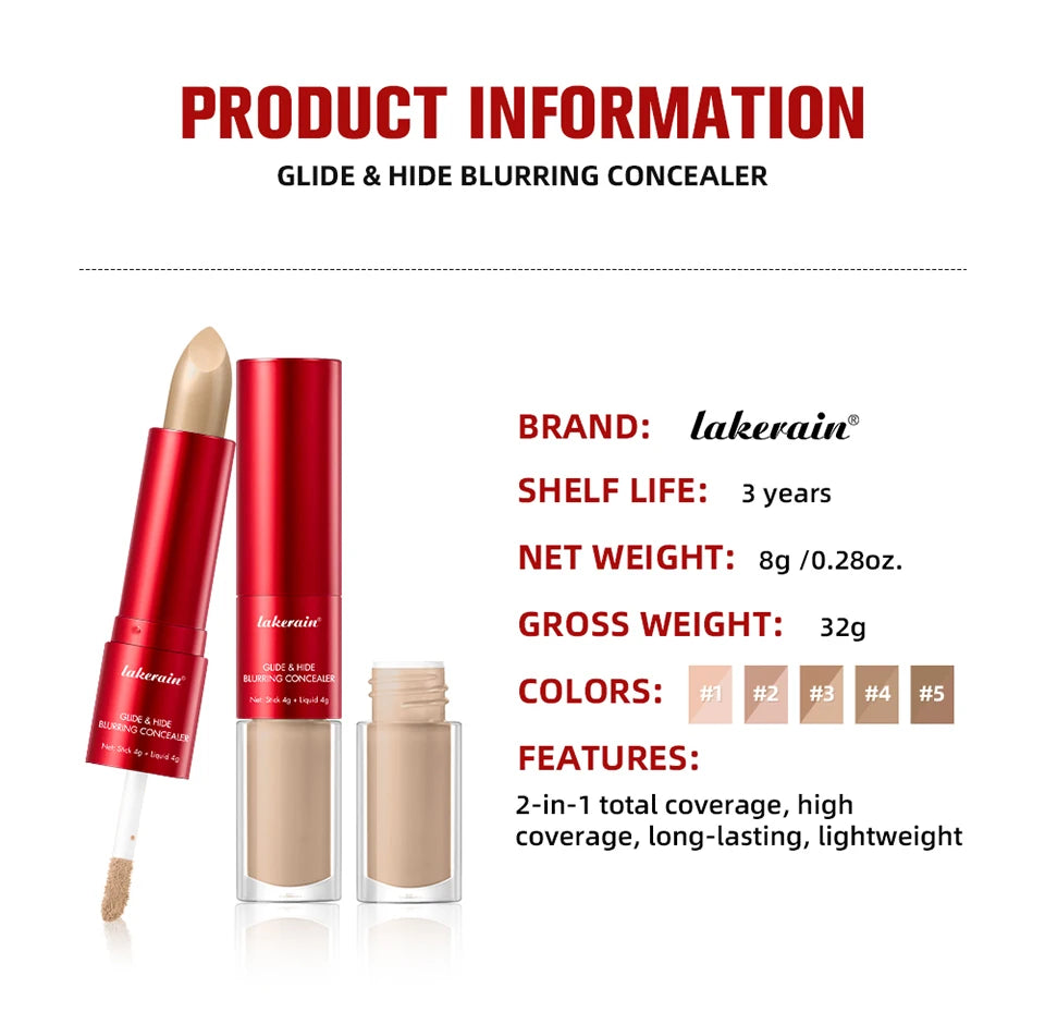 2-in-1 Liquid and Stick Blurring Concealer for Full Face Coverage