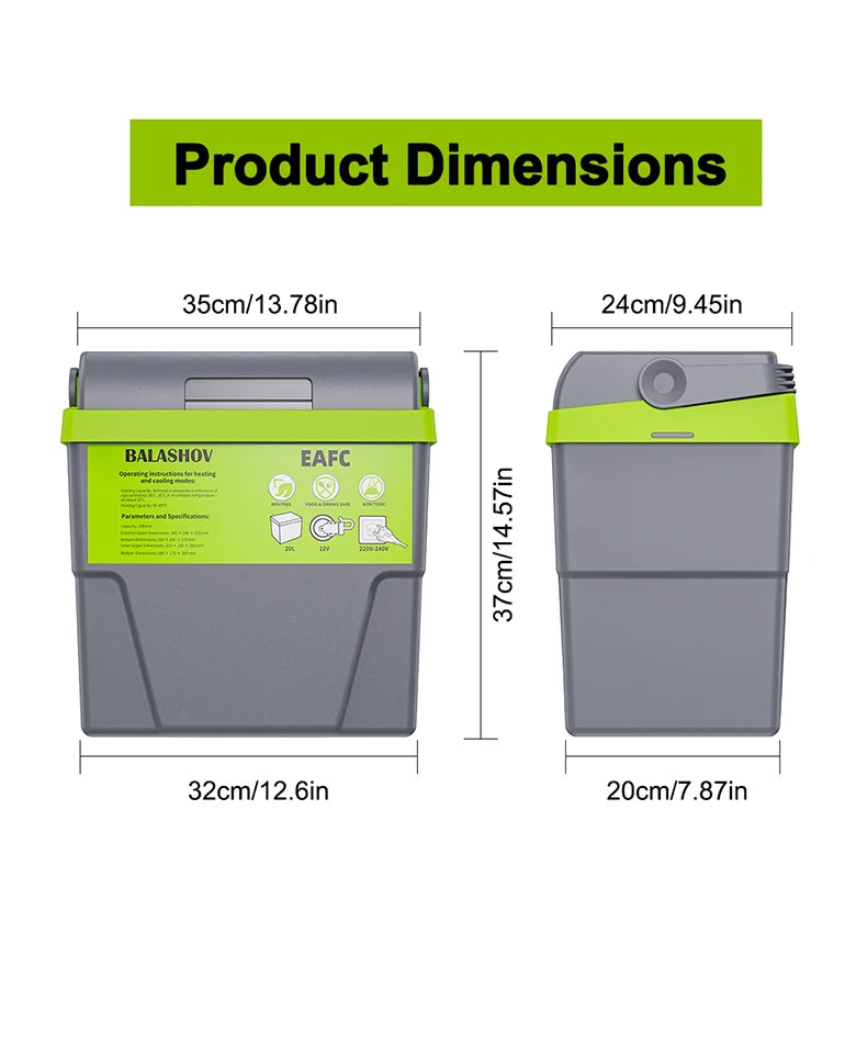 Portable 20L Electric Cooling and Heating Fridge for Travel - 18