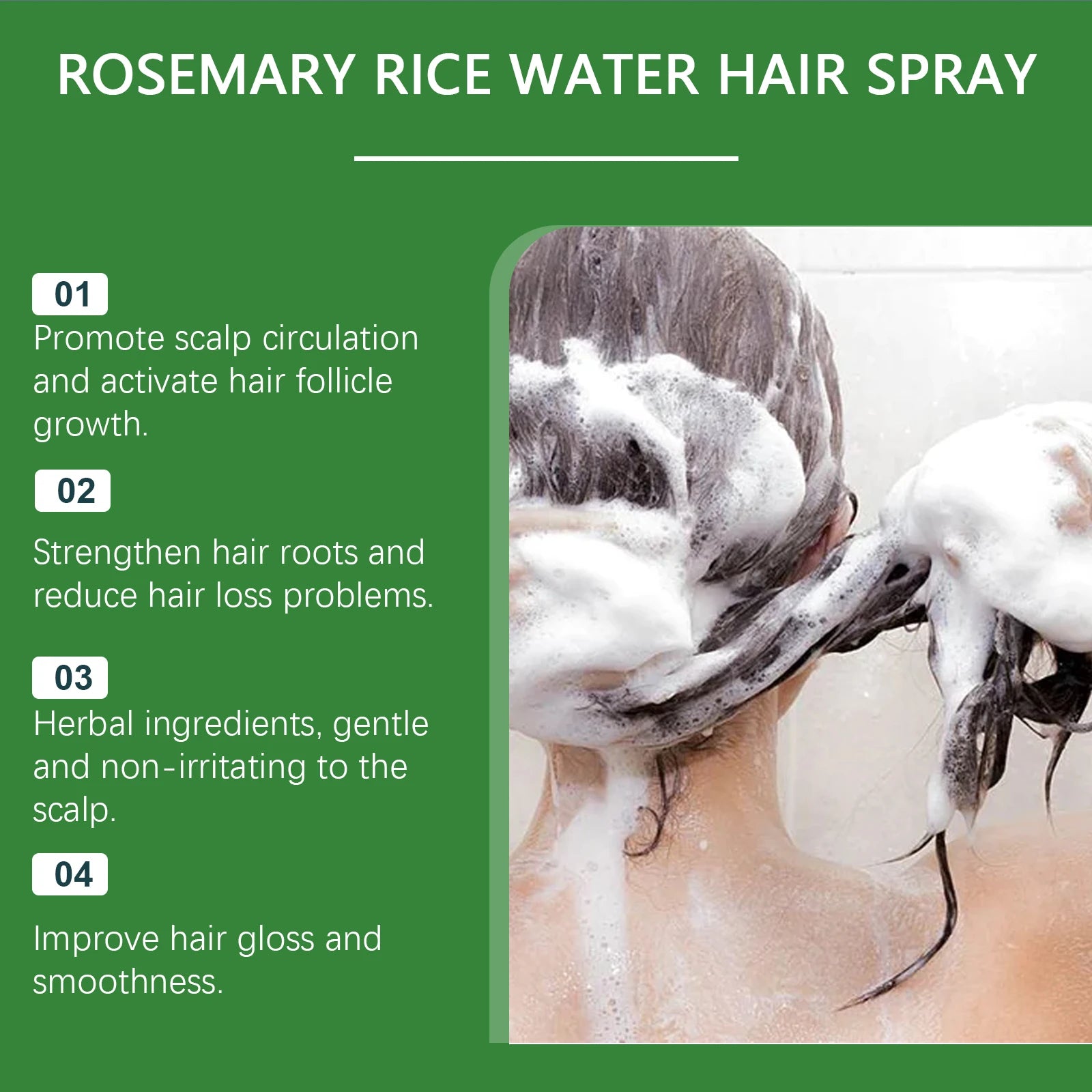 Rosemary Rice Water Hair Spray for Damaged Frizzy Hair - 15