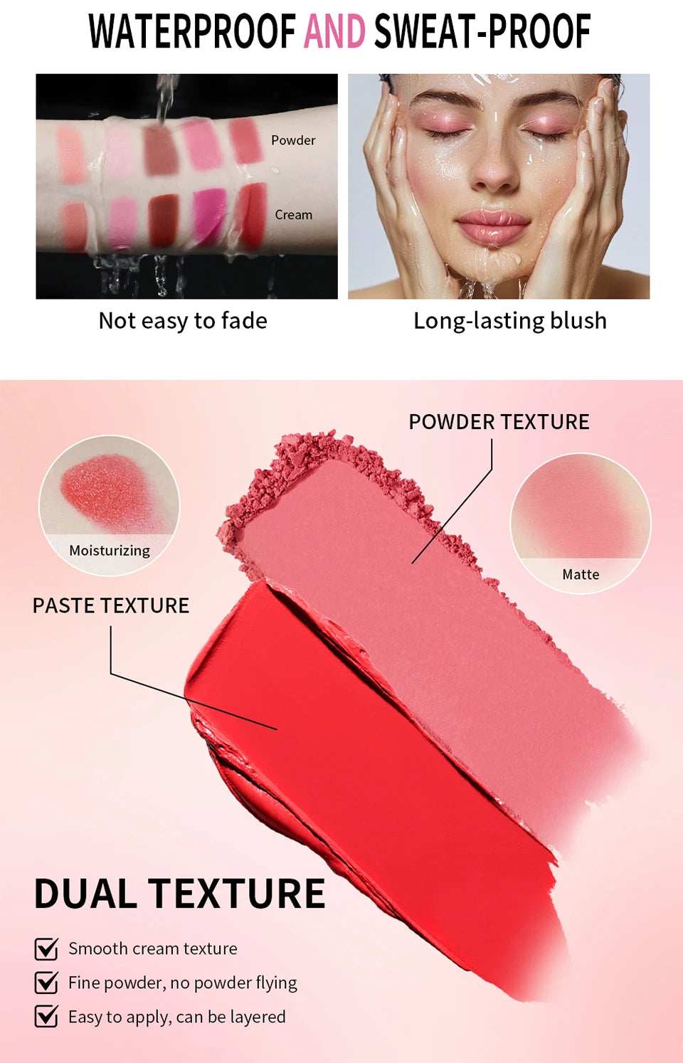 2-in-1 Cream and Powder Blush Palette for Radiant Glow