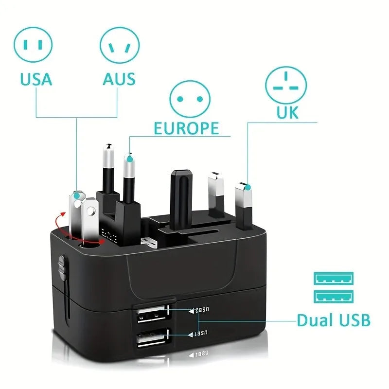Universal Worldwide Travel Adapter with Dual USB Ports - 8