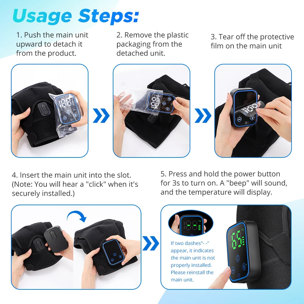Wireless Heated Shoulder Massager with Vibration and App Control