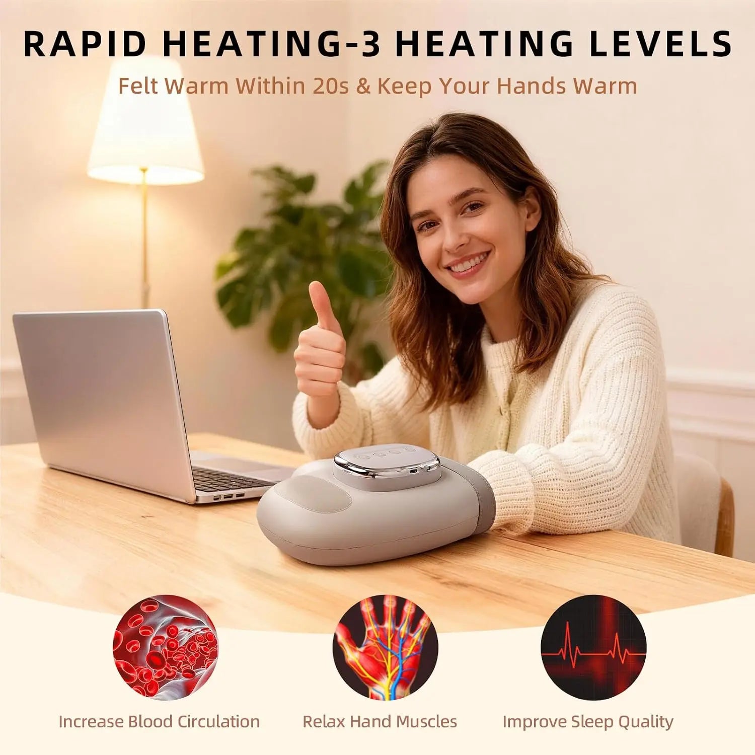 Rechargeable Hand and Wrist Massager with Heat and Air Compression - 4