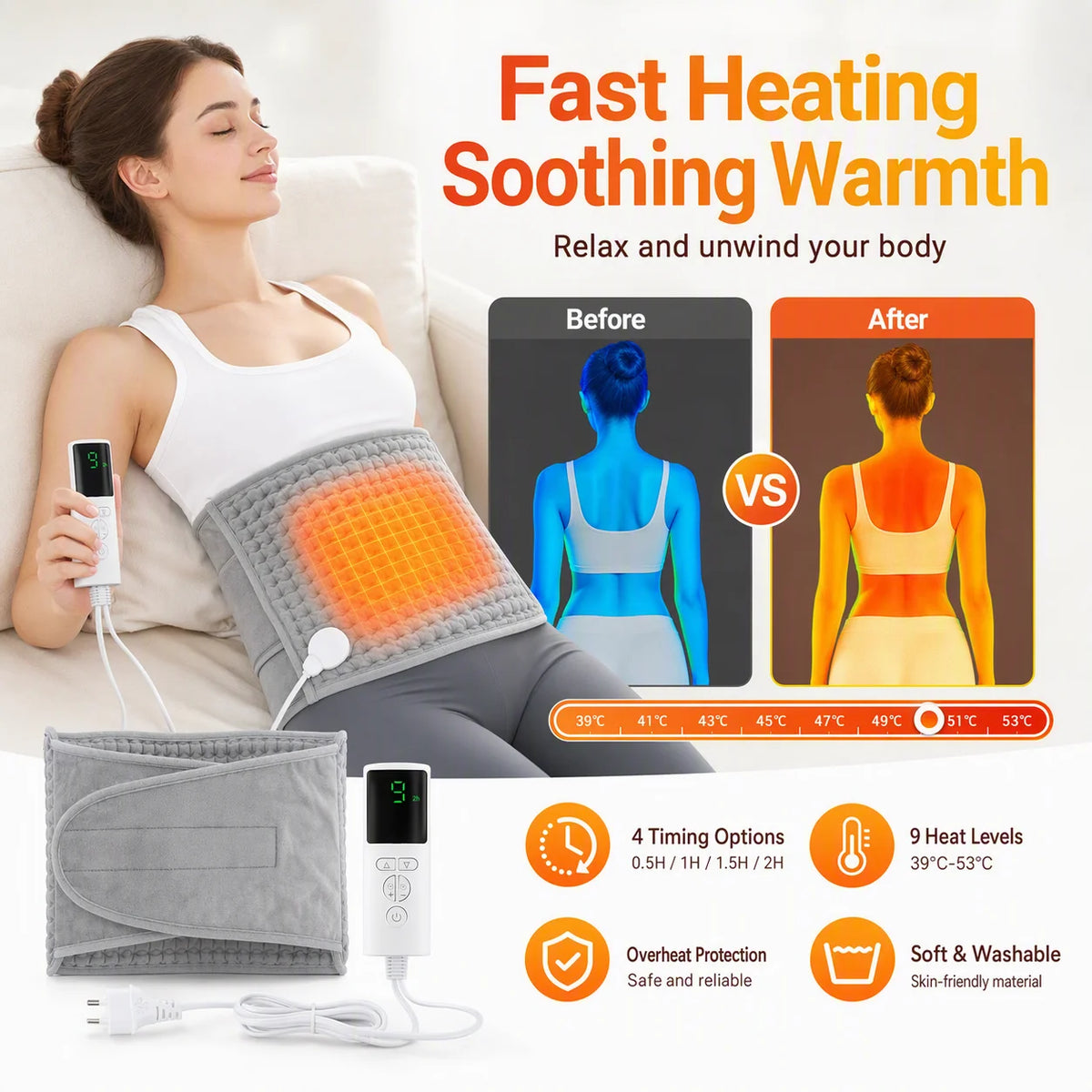 Electric Heated Waist and Back Relief Wrap