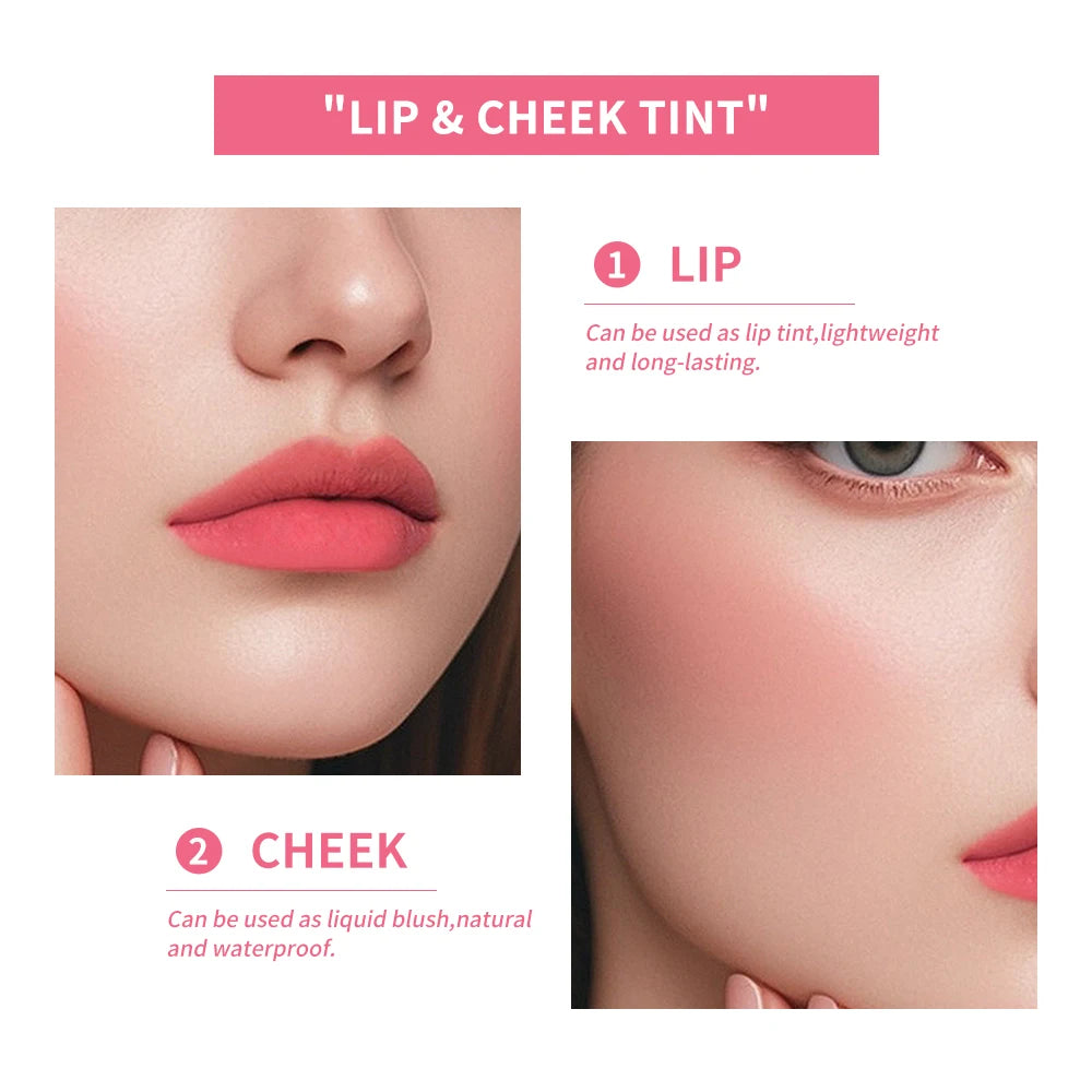 Waterproof 2-in-1 Matte Lip Tint and Liquid Blush