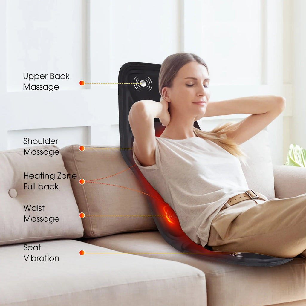 Full-Body Electric Heated Massage Chair Cushion for Home and Car