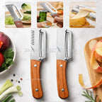 3-in-1 Multifunction Vegetable Peeler with Wood Handle