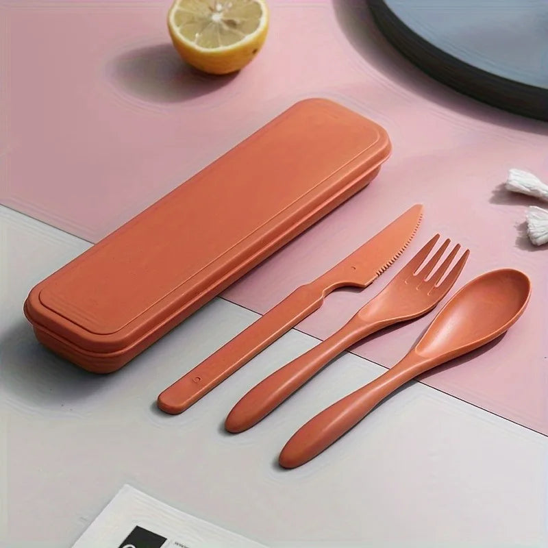 3-in-1 Portable Reusable Travel Cutlery Set with Case