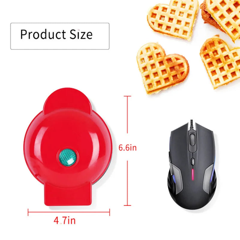 Mini Heart-Shaped Electric Waffle Maker for Breakfast