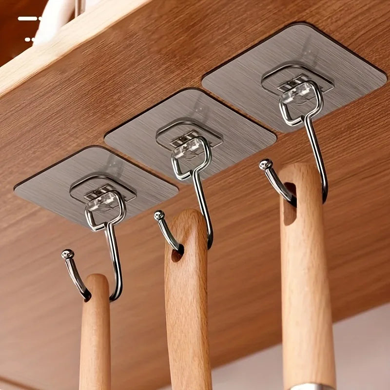 Heavy-Duty Adhesive Wall Hooks for Kitchen and Bathroom