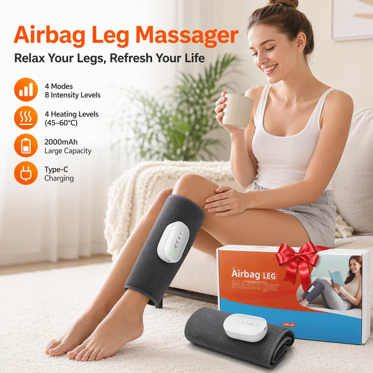 Cordless Air Compression Leg Massager with Heat - 1