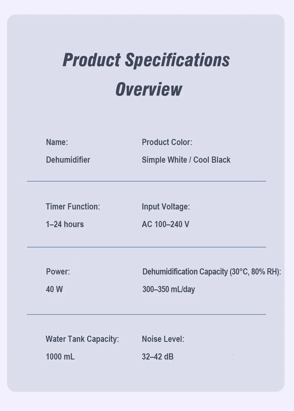1000ML Portable Smart Dehumidifier for Home and Bedroom