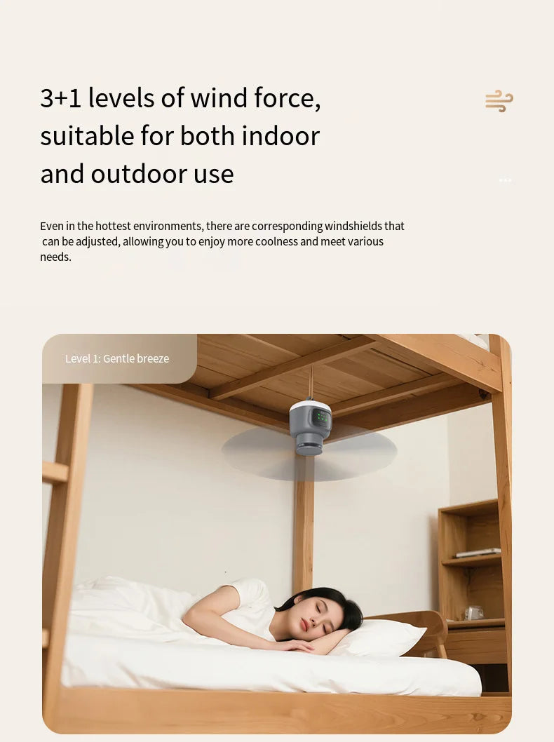 Portable Rechargeable Ceiling Fan with LED Light for Camping - 13