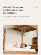 Portable Rechargeable Ceiling Fan with LED Light for Camping