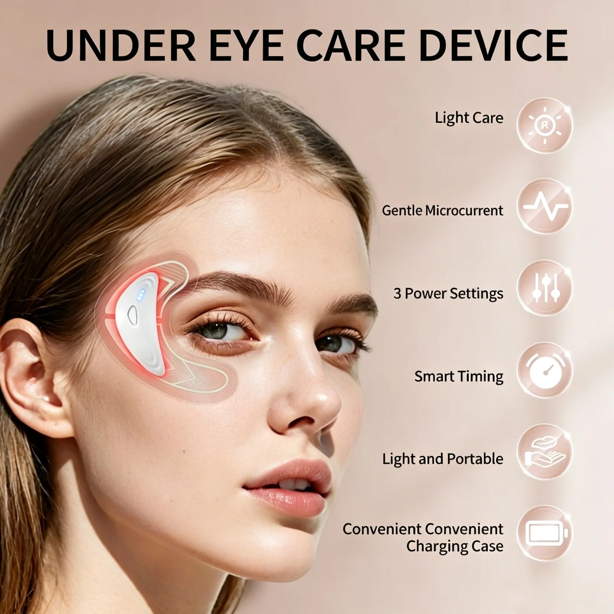 Red Light Microcurrent Under Eye Massager for Dark Circles - 3