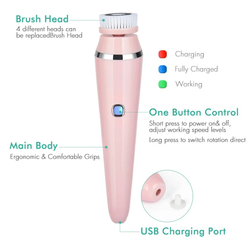 4-in-1 Electric Rotating Facial Cleansing Brush