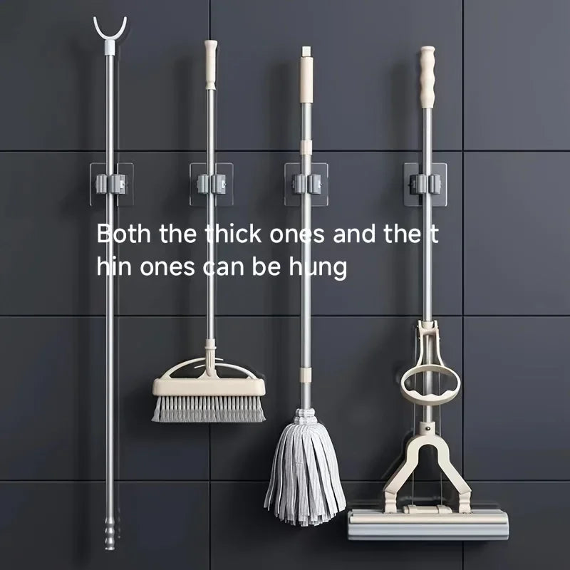 Self-Adhesive Wall-Mounted Mop and Broom Organizer