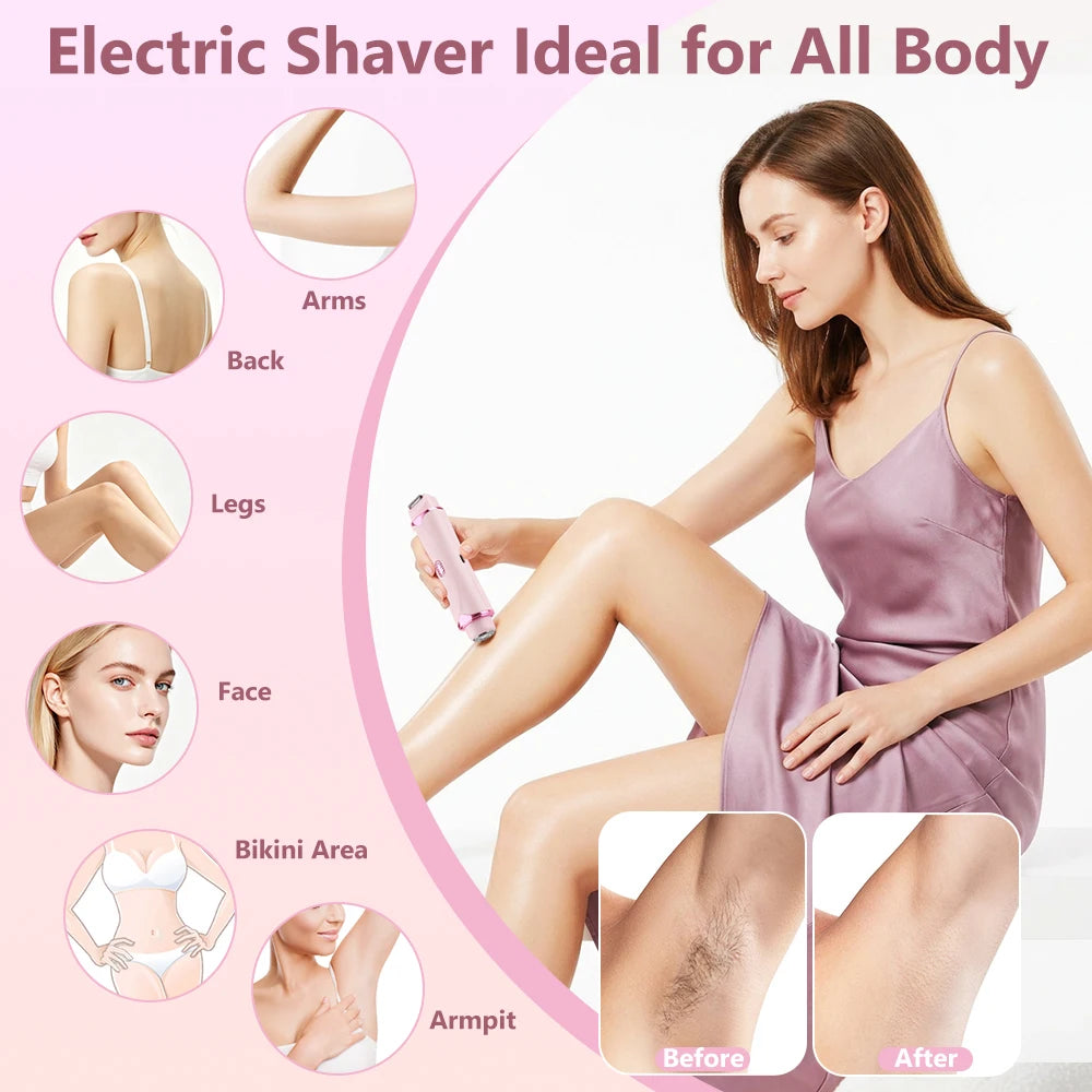 2-in-1 Painless Electric Shaver and Bikini Trimmer for Women