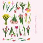 40-Piece Floral Sticker Set for Scrapbooking and Journaling