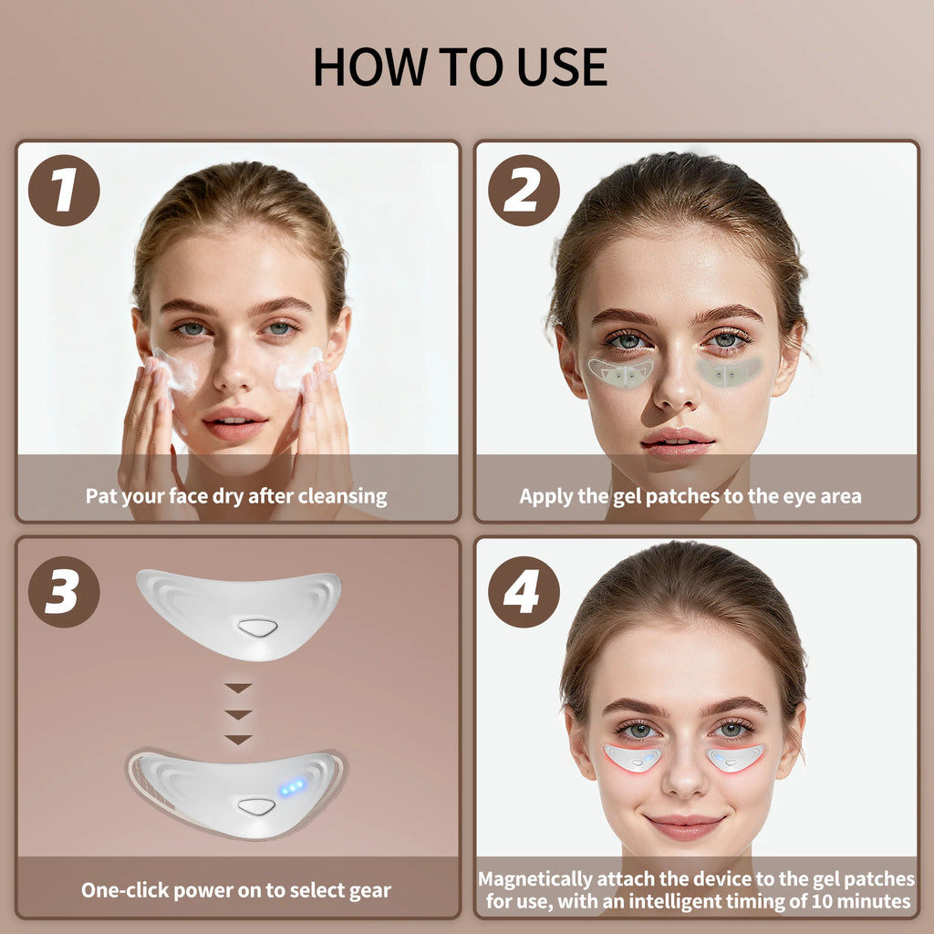 Red Light Microcurrent Under Eye Massager for Dark Circles