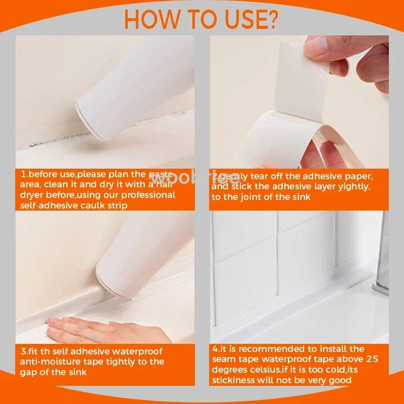 Waterproof Self-Adhesive Sealing Tape for Kitchen and Bathroom